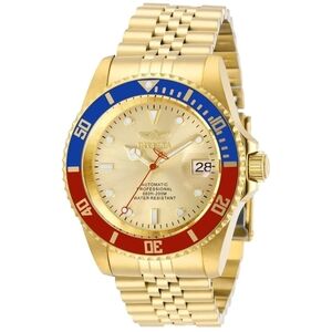 Invicta Gold Tone Watch with Blue and Red Bezel
